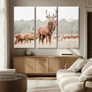Rustic Nature Wall Art Canvas Print – Stag Woodland Framed
