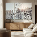 Frosty Pines Wall Art Canvas Print – Framed Cozy Cabin Ski