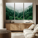 Misty Green Forest Canvas Print – Framed Serene Foggy Pine