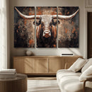 Rustic Longhorn Bull Wall Art Canvas Print – Vintage Western by MyGreatCanvas | Canvas Wall Art Prints | Photo Prints & Wall Decor