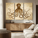 Sepia Octopus Wall Art Abstract Animal Canvas Print
