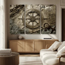 Wooden Ship Wheel Canvas Print, Multi Panel Canvas Wall Art