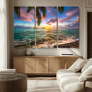 Framed Tropical Sunset Art Canvas Print