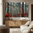 Autumn Forest Wall Art – Enchanting Red Leaves Canvas Print,