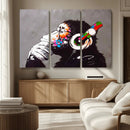 Dj Monkey Listening to Music Wall Art Print | Banksy Monkey by MyGreatCanvas | Canvas Wall Art Prints | Photo Prints & Wall Decor
