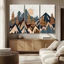 Abstract Wood Panel Effect Mountain Range Top Wall Art