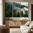 Misty Forest Wall Art Premium Canvas Print a Foggy and