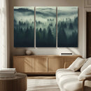 Misty Forest Wall Art Premium Canvas Print a Foggy and