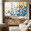 Abstract Fish Shoal Wall Art Canvas Print, Colorful Fish