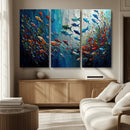 Modern Abstract Fish Shoal Wall Art Canvas Print, Colorful