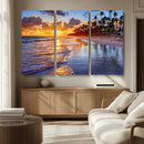 Serene Beach Sunset Wall Art Canvas- Coastal Seascape Print