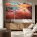 Sunset Beach Wall Art | Ocean Canvas Print | Coastal Wall