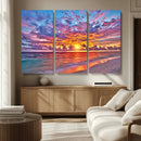 Vibrant Sunset Beach Wall Art - Ocean Sunset Canvas Print |