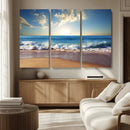 Serene Ocean Sunset Canvas Wall Art - Beach Waves at Sunset,