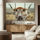Texas Cow Longhorn Wall Art Canvas Print for Farm House Wall by MyGreatCanvas | Canvas Wall Art Prints | Photo Prints & Wall Decor