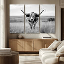Texas Cow Longhorn Wall Art Canvas Print for Farm House Wall