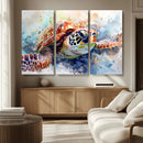 Watercolor Sea Turtle Wall Art Canvas Print - Vibrant Ocean