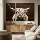 Highland Cow Wall Art Canvas Print, Rustic Farmhouse Decor,