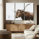 Rustic Bull Wall Art Canvas Print – Modern Longhorn