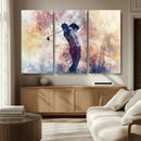 Abstract Watercolor Golf Player Wall Art Canvas Print