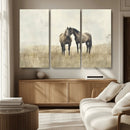 Chines Style Grunge Horses Wall Art Canvas Print