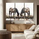 Chines Ink Style Horses Wall Art Canvas Print
