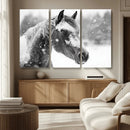 Black Horse Winter Wall Art | Ready to Hang and Framed |