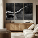 Cow Longhorn Wall Art | Black and White Print | Ready to by MyGreatCanvas | Canvas Wall Art Prints | Photo Prints & Wall Decor
