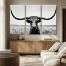 Longhorn Bull Canvas Print | Rustic Farmhouse Wall Art |