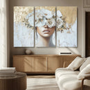 Golden Petal Wall Art - Canvas Print Flower Head Woman