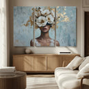 Golden Petal Wall Art - Petal Silhouette Woman Wall Art by MyGreatCanvas | Canvas Wall Art Prints | Photo Prints & Wall Decor