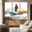 Watercolor Jesus Walking Wall Art Print, Jesus Water Canvas
