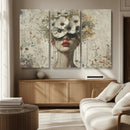 Abstract Floral Women Patel Wall Art Canvas Print