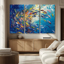 Colorful Swirling Fish School Wall Art Canvas Print |