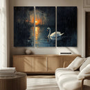 Abstract Swan on Water Wall Art Canvas Print - Elegant