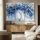Blue and Gold Abstract Tree Wall Art Canvas Print | Modern