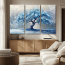 Abstract Blue Tree Art Canvas Print, Majestic Tree Wall Art