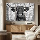 Abstract Longhorn Bull Wall Art Canvas Print - Rustic Texas
