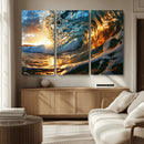 Ocean Wave at Sunset Canvas Wall Art – Vibrant Coastal Beach