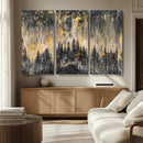 Golden Forest Abstract Wall Art | Dark Forest with Gold