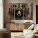 Rustic Grizzly 399 Wall Art | Triptych Canvas Print | Rustic