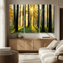 Sunlit Forest Wall Art Canvas Print – Large Framed Woodland
