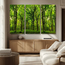 Lush Green Forest Canvas Print | 3-Panel Forest Wall Art |