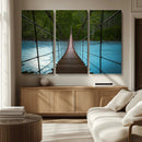 Suspension Bridge Over River Canvas Art | 3-Panel Nature by MyGreatCanvas | Canvas Wall Art Prints | Photo Prints & Wall Decor