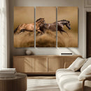 Large Wall Art Canvas Print – Two Running Brown Horses