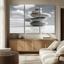 Still Life Black and White Zen Stones Wall Art Canvas,