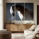Large Wall Art Cream Colored Horse on Grey Background Canvas