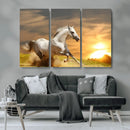 Large Wall Art Galloping White Horse at Sunset Canvas Print