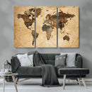 Push Pin World Map Canvas Print – Framed Travel Tracker Wall