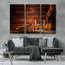 Whiskey and Cigar Wall Art Canvas | 3 Panel Bar Room Decor by MyGreatCanvas | Canvas Wall Art Prints | Photo Prints & Wall Decor